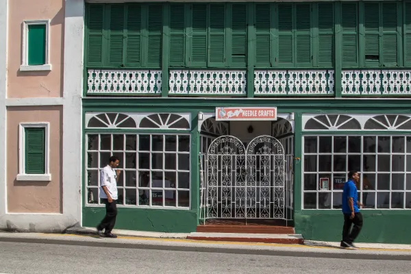 People walking along the street in St George's, Bermuda