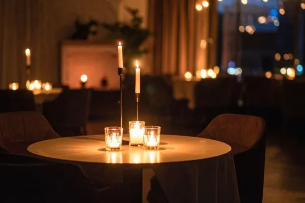 A candle light dinner