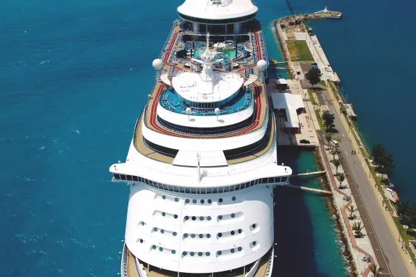 A large cruise ship docking in Bermuda