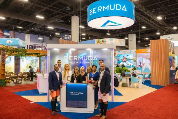 The BTA team gathered at a conference booth