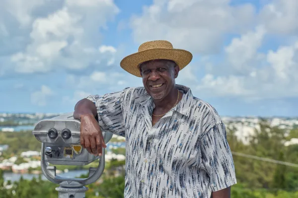 Ed Christopher stands by the lighthouse lookout.