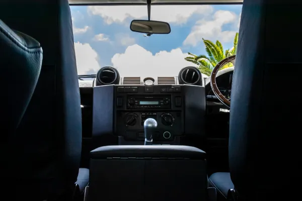 Ride share car view from back seat