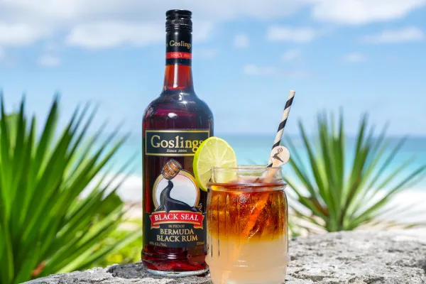 Goslings Bottle and Dark and Stormy Cocktail 