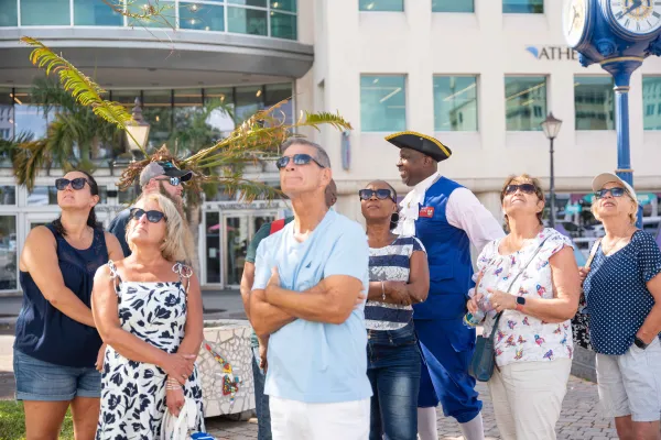 A group of tourists with Ed Christopher.