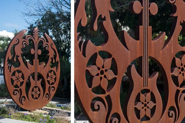 wooden sculpture in the outdoors