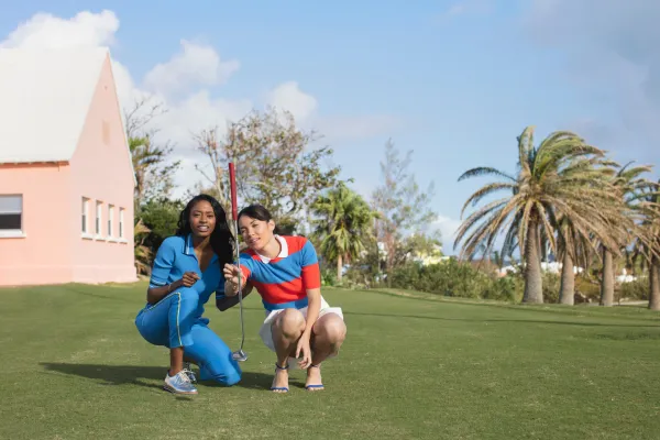 Golfers planning their next shot