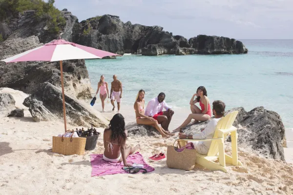 Group enjoying the beach