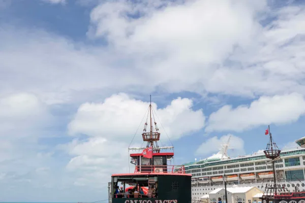 A semi close up of Calico Jacks floating bar.