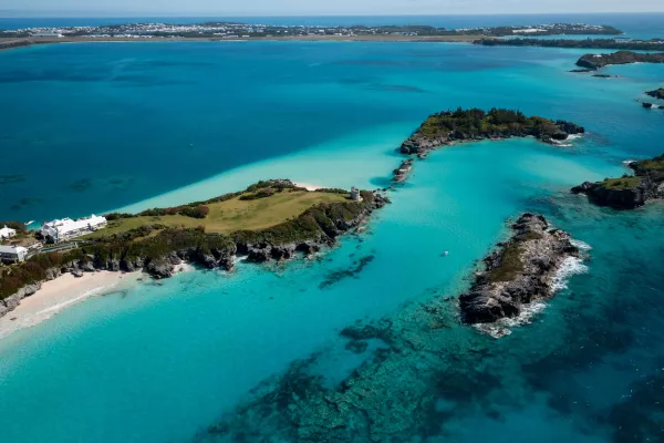 An aerial view of beautiful castle harbour.