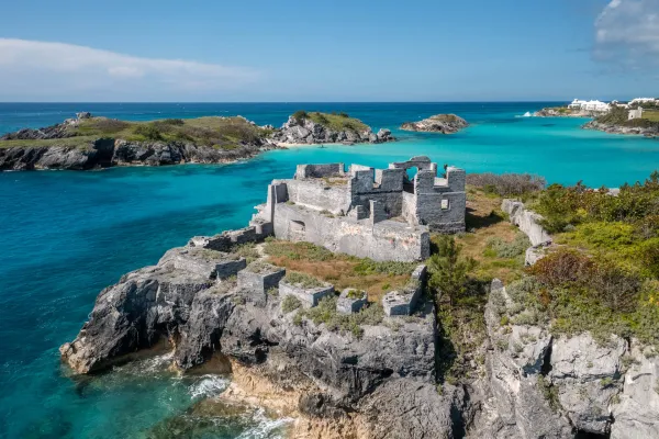 remains of a fort on coastal Bermuda