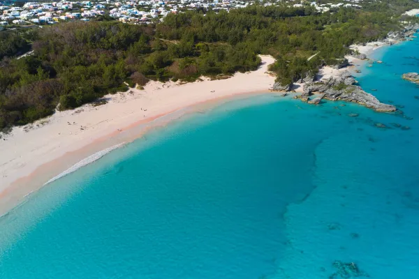 Aerial view of Horseshoe Bay Beach.