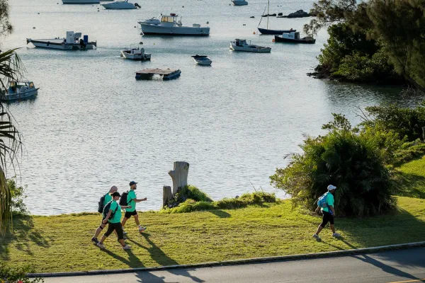 Aerial view of people walking during the End to End.