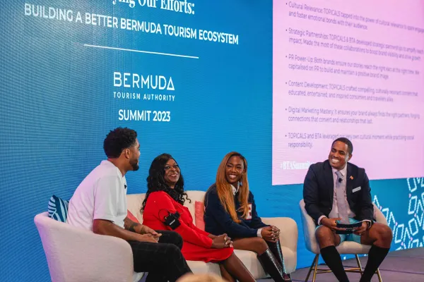 A group of panelists at the Bermuda Tourism Summit 2023.