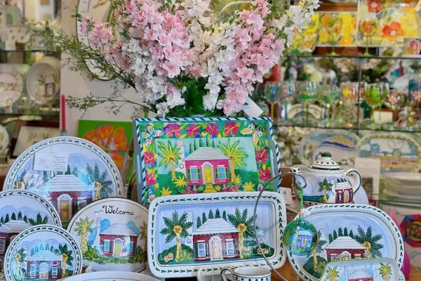 A close up of items at the Island Shop