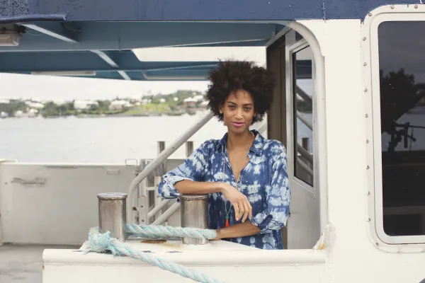 Woman on ferry in Bermuda
