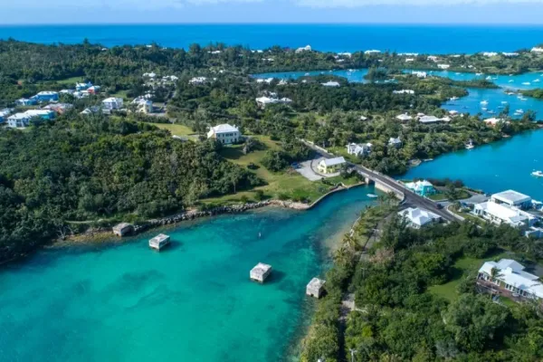 aerial shot of and island