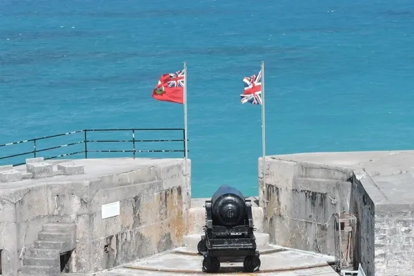 cannon facing the sea in a fort