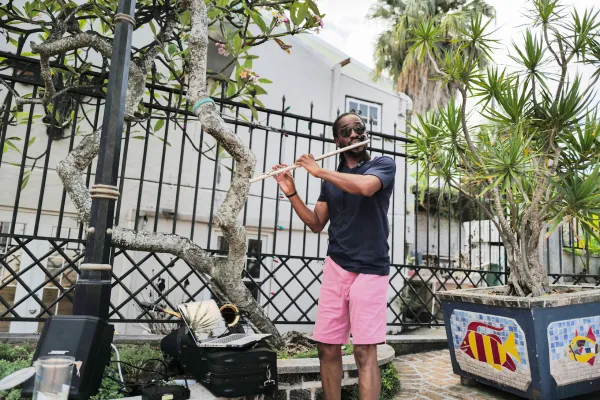 A man performing on his flute in Bermuda