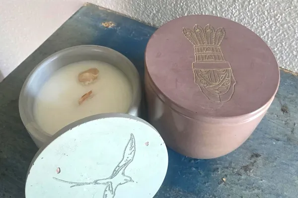 Gombey Isle – Cement Engraved Candle Vessels