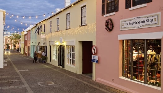 store fronts with white lights