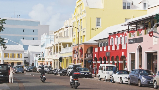 cars lining Front Street