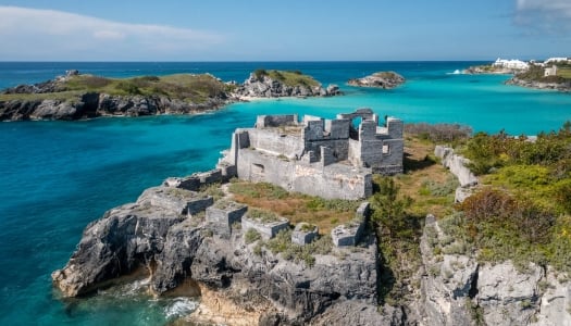 remains of a fort on coastal Bermuda