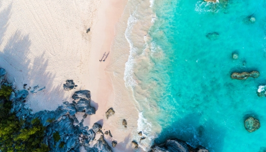 Aerial shot of Bermuda beach