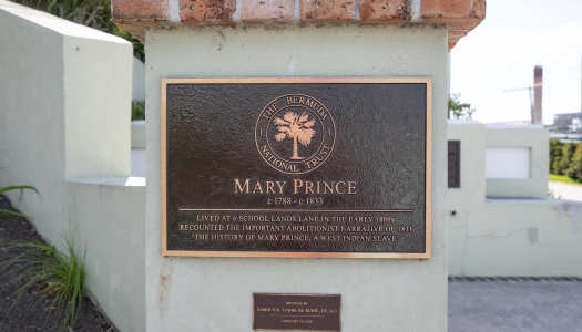 Bermuda Tourism Authority plaque outside Mary Prince's home