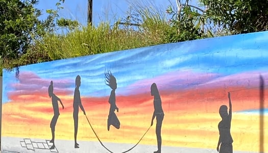 Mural of children playing