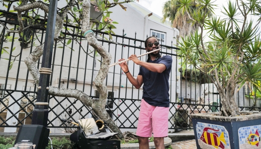 A man performing on his flute in Bermuda