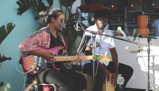 A duo performing at a concert in Bermuda