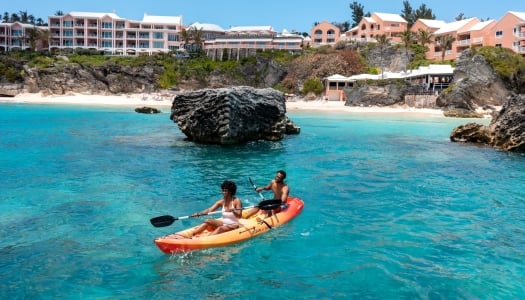 A couple kayaking in Bermuda