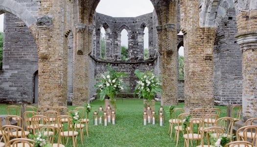 Unfinished Church set up for wedding