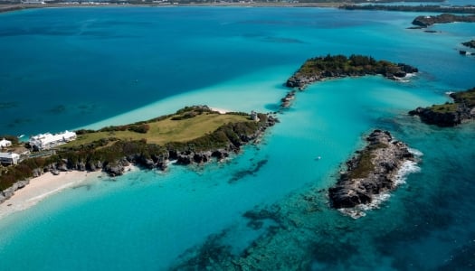 An aerial view of beautiful castle harbour.