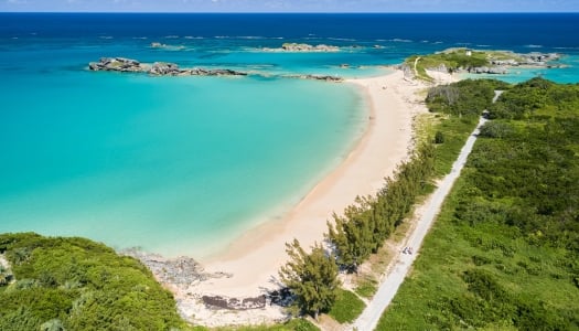 Cooper's Island beach with pristine clean beach with turquoise waters.