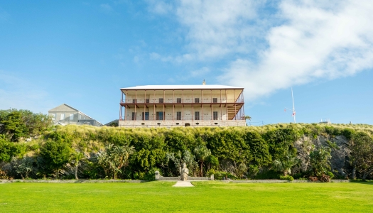 A wide angle of the exterior of the National Museum of Bermuda