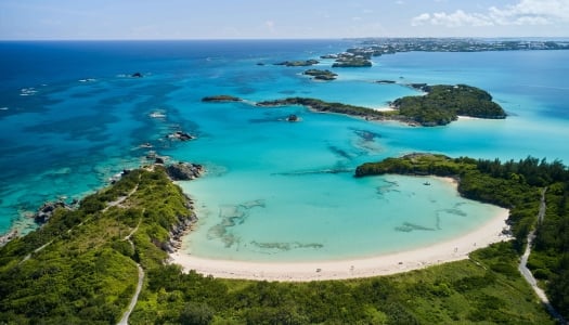 Cooper's Island beach with pristine clean beach with turquoise waters.