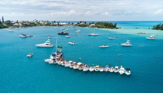 An aerial view of raft up from Bermuda.