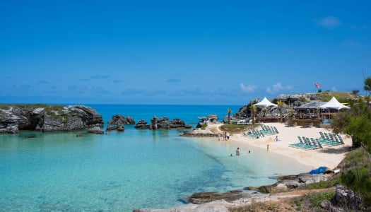 Wide view of Tobacco Bay beach.