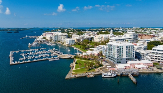 An aerial view of Hamilton Harbour.