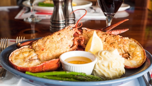 A close up of lobster on a plate.