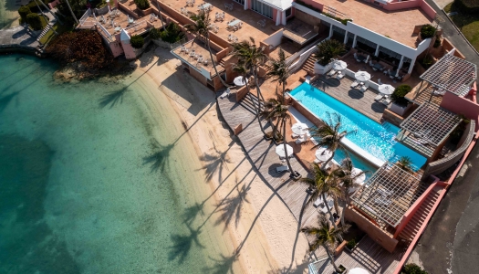 Aerial view of Cambridge beaches pool.