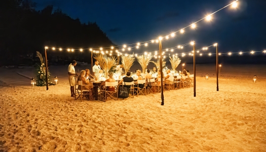 Bermuda themed dinner party on the beach.