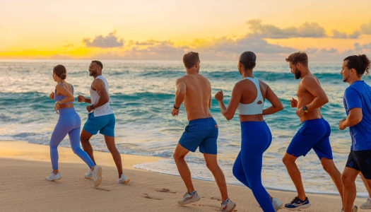 A group of people are running in Bermuda