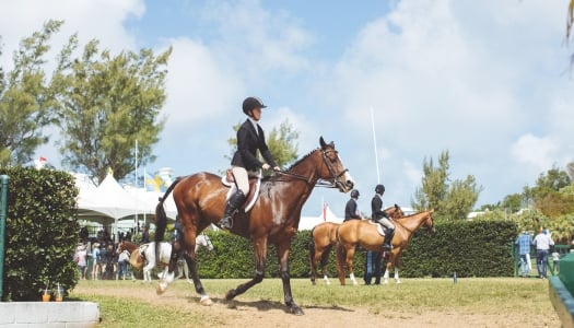 A woman is riding a horse,