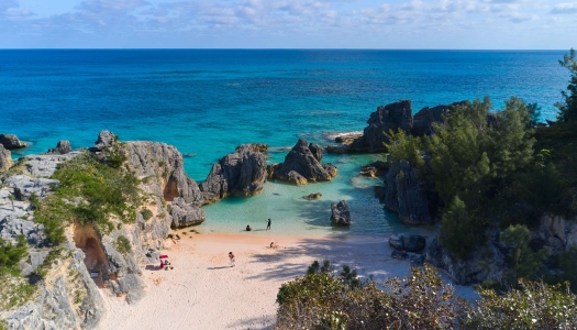 Aerial of the baby beach at Horseshoe Bay beach.