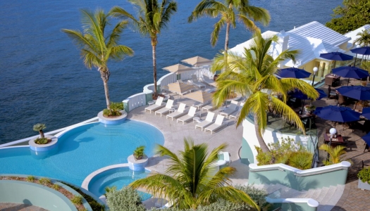 Newstead pool and cabana aerial.