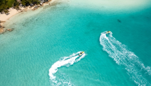 Aerial of two jet skiis
