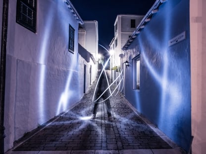 person playing with light