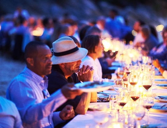 group of people dining outdoors